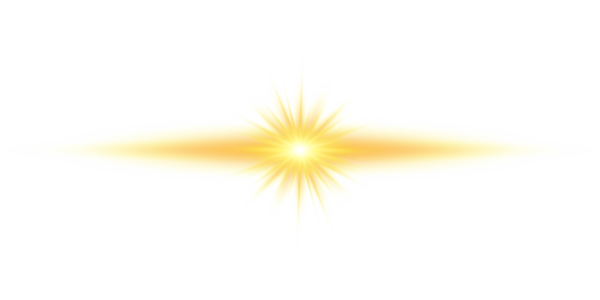 Şeffaf bir arkaplanda parlak altın ve turuncu renkli parlak bir ışık. PNG elementi. İşaret fişeği.