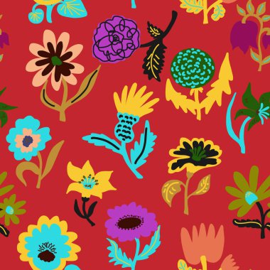 Saf bir çiçek, elle çizilmiş bir illüstrasyon. Retro tarzı gelişigüzel bir element. Kusursuz desen