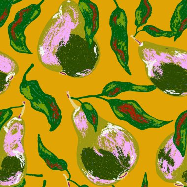 Şekillendirilmiş armutlar ve akan yapraklardan oluşan kusursuz bir desen. Sanatsal doku ve kalın şekiller onu tekstil, ambalaj, mutfak dekorasyonu ve mevsimsel tasarım projeleri için harika kılıyor..