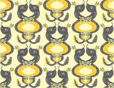 Başlıklarda birbirine dolanmış yılanlar, linocut stili, vektörsüz desen, duvar kağıdı arkaplan