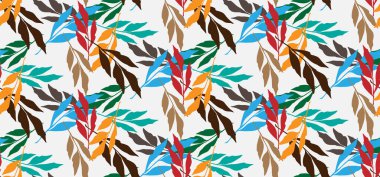 Yaprakları pürüzsüz tekrarlayan desenli dallar. Ağaç taç, tropikal egzotik orman. Botanik arkaplan, kumaş, baskı kağıdı, duvar kağıdı