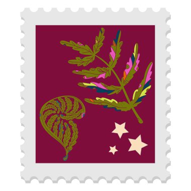 Paskalya çiçekli bahar pulu saf halk sanatı tarzında. Vektör izole ögesi.