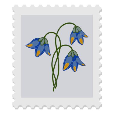 Çiçekli bir posta pulu. Bahar, Paskalya, Kadınlar Günü ve Anneler Günü 'nü kutluyoruz. Zarif ve biraz da saf bir tasarım. İzole vektör ögesi.