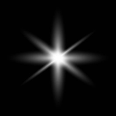 Parlayan yıldız etkisi, vektör soyut, parlaklık, parlaklık, siyah arkaplan üzerinde izole, lens parlaklık elementi, ışıltı, tasarım için parıltı.