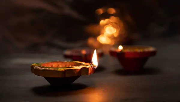 Happy Diwali Diya Lampen Aangestoken Tijdens Diwali Vieringen — Stockfoto