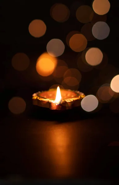 Happy Diwali Oil Lamps Lit Diwali Celebrations — Stock Photo, Image
