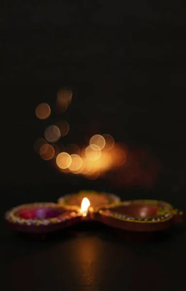 Happy Diwali Diya Lamps Lit Diwali Celebrations — Stock Photo, Image