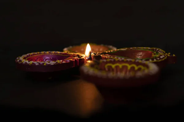 Happy Diwali Diya Lámpák Világít Diwali Ünnepségek Alatt — Stock Fotó