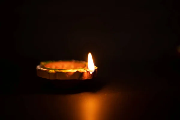 Happy Diwali Lampade Diya Accese Durante Celebrazioni Diwali — Foto Stock