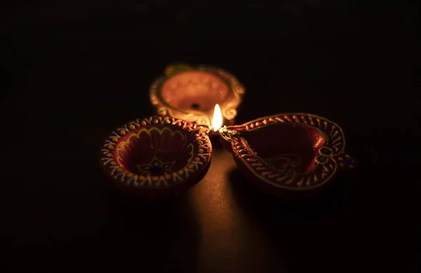 Happy Diwali Lampes Diya Allumées Pendant Les Célébrations Diwali — Photo