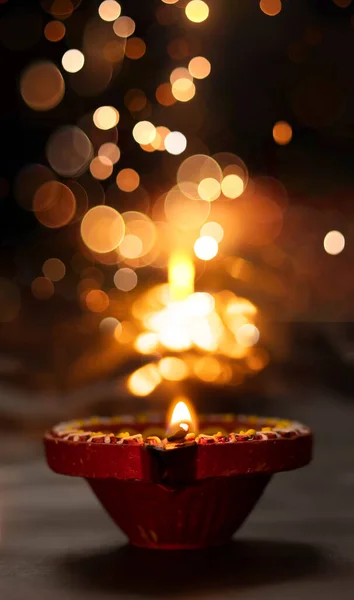 Happy Diwali Diya Lampen Aangestoken Tijdens Diwali Vieringen — Stockfoto