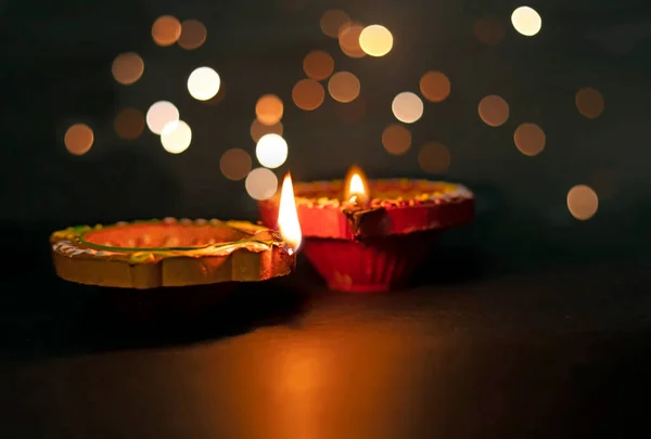 Mooie Diwali Verlichting Selectieve Focus Achtergrond — Stockfoto