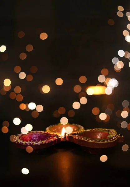 Hermosa Iluminación Diwali Fondo Enfoque Selectivo — Foto de Stock