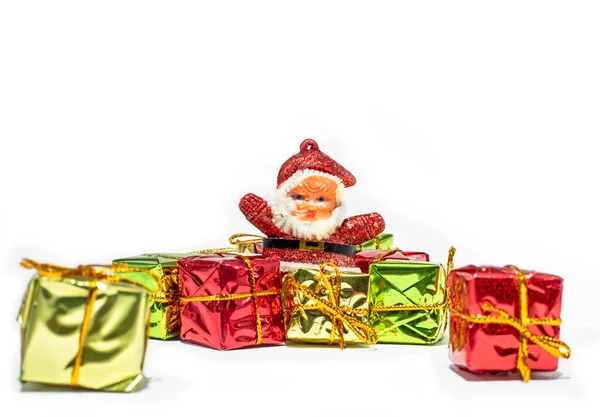 Natale Babbo Natale Con Scatole Regalo Isolate Sfondi Bianchi — Foto Stock