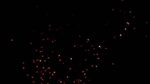 Red glitter explosion in dark background. Glowing Particles — Stock Video