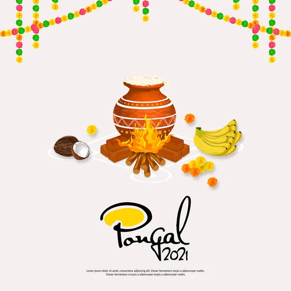 Happy Pongal挨拶の背景のイラスト — ストック写真