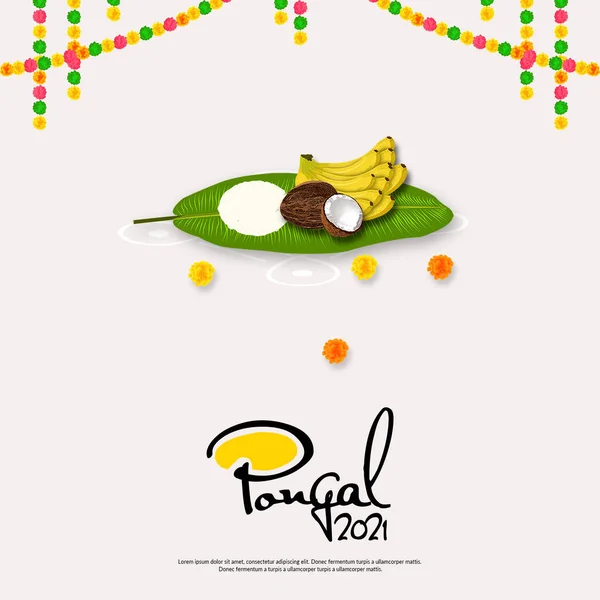 Happy Pongal Holiday Harvest Festival Ofタミル ナードゥ州南インド挨拶の背景 — ストック写真