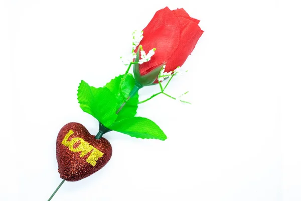 Walentynki Tle Czerwona Róża Białym Tle Może Być Stosowany Wesela — Zdjęcie stockowe