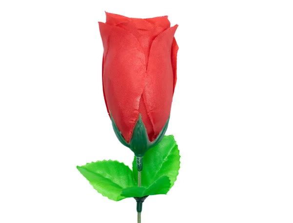 Egyetlen Gyönyörű Vörös Rózsa Elszigetelt Fehér Háttér Lehet Használni Esküvők — Stock Fotó