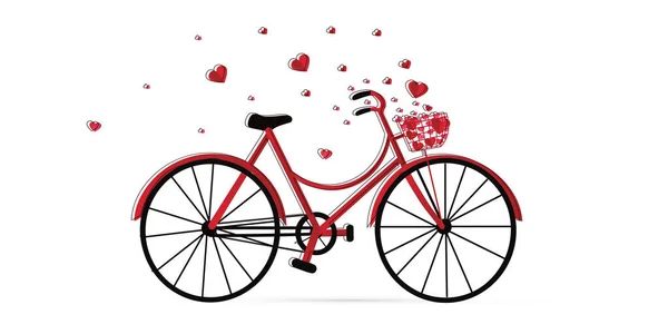 Achtergrond Voor Valentijn Met Een Fiets — Stockvector