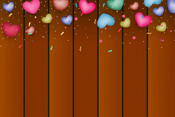 Happy Valentine Day Card Coeurs Colorés Avec Des Articles Vacances — Image vectorielle