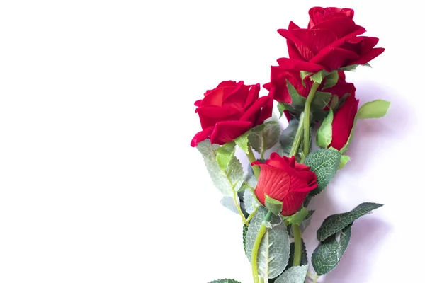 Bouquet Rose Rosse Sfondo Bianco — Foto Stock