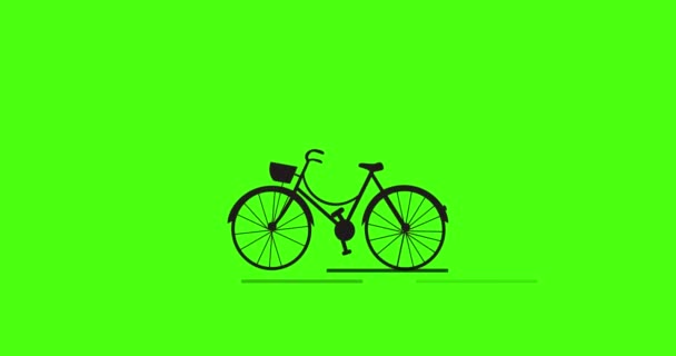Cykelanimation. Hjulen och pedalerna roterar och vägen är animerad. Inga människor. — Stockvideo