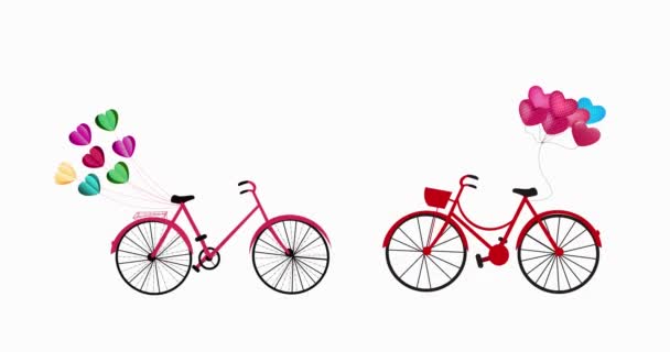 Color rojo Bicicleta Con amor corazón globo icono animación. — Vídeos de Stock