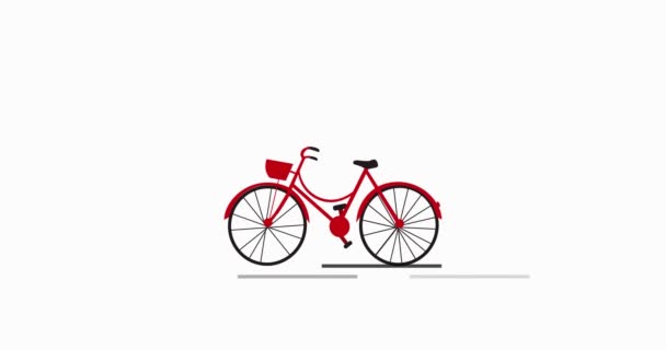 Красный велосипед анимации изолированы на белом фоне. — стоковое видео