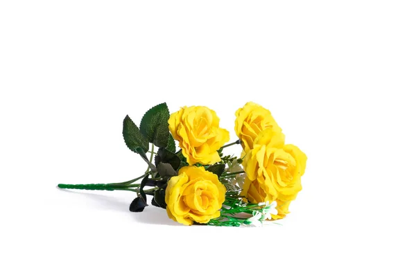 Żółte Róże Odizolowane Białym Tle Kwiat Róży — Zdjęcie stockowe