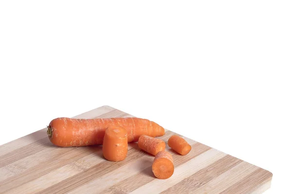 Fresh Carrots Cutting Board Isolated White Backgrounds — Stock Photo, Image