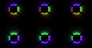 Koyu arkaplanda çok renkli RGB LED ışıklar.