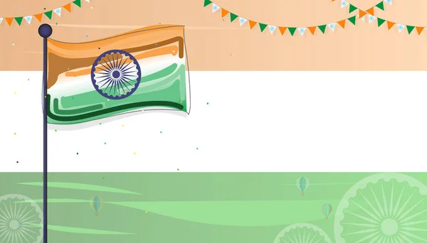 Indian National Flag Kleur Achtergrond Met Ashoka Wheel Elegant Poster — Stockvector