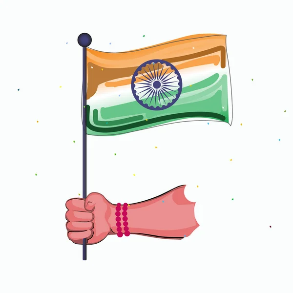 Illustratie Van Het Vasthouden Van Vlag Van India Handen — Stockvector