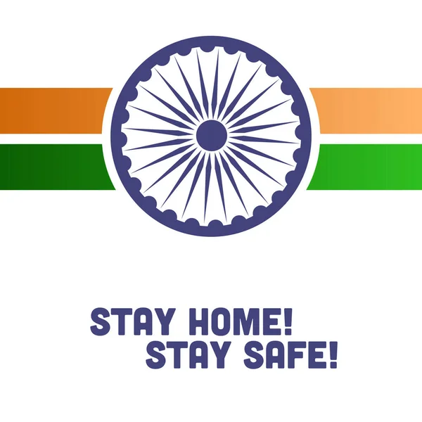 Gelukkige Onafhankelijkheidsdag India Blijf Thuis Blijf Veilig Covid Concept — Stockvector