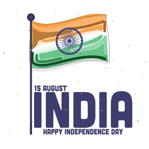 15Th August Happy Independence Day India Flyer Design Vector Illustration — Stock Vector