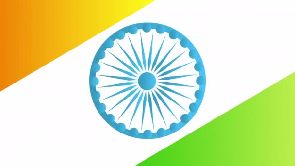 India independence day celebration with flag and ashoka chakra, 4k video animated — Stock video