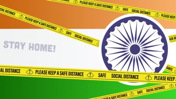 Χαρούμενη ημέρα ανεξαρτησίας Ινδία. Μείνετε σπίτι, να είστε ασφαλείς από τον ιό Κορόνα covid-19 έννοια. — Αρχείο Βίντεο