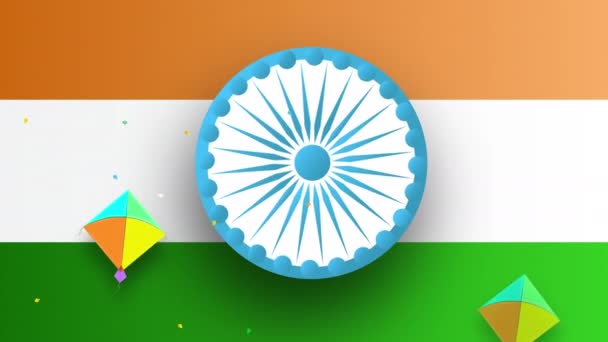 Szczęśliwego Indyjskiego Dnia Niepodległości z tłem flagi, animacja wideo 4K — Wideo stockowe