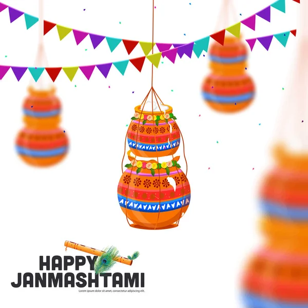 Illustratie Van Gelukkig Janmashtami Heer Krishna Janmashtami Festival Van India — Stockvector