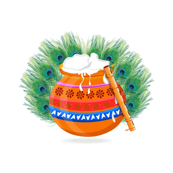 Feliz Krishna Janmashtami Festival Cartão Fundos —  Vetores de Stock