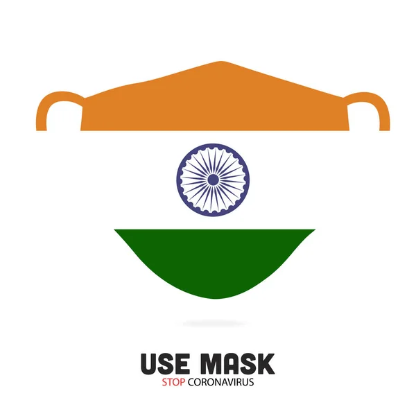 Medische Masker Met Nationale Vlag Van India Als Icoon Witte — Stockvector