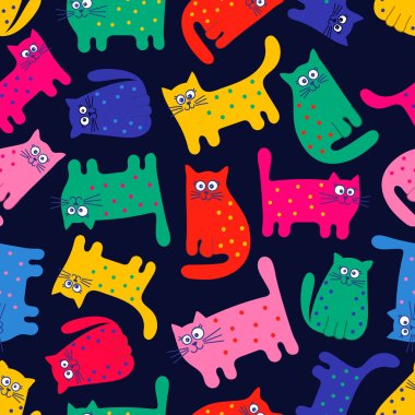 pattern with colorful cats clipart
