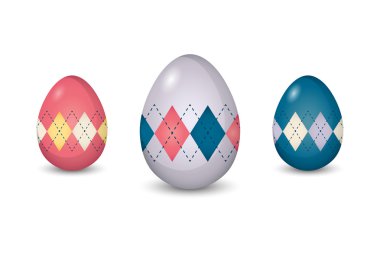 Paskalya yumurtaları boyalı argyle desen seti