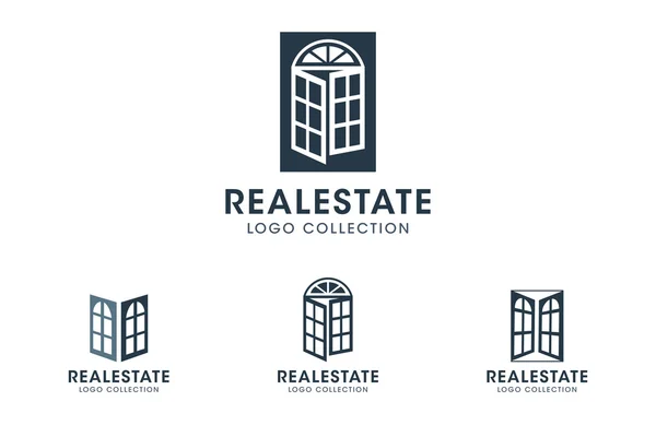 Fransız pencere ve kapılar Emlak Logo vektör seti