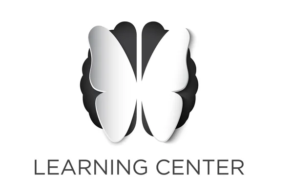 Vektör logo kesme ve kopyalama alanı metin kelebek ve beyin