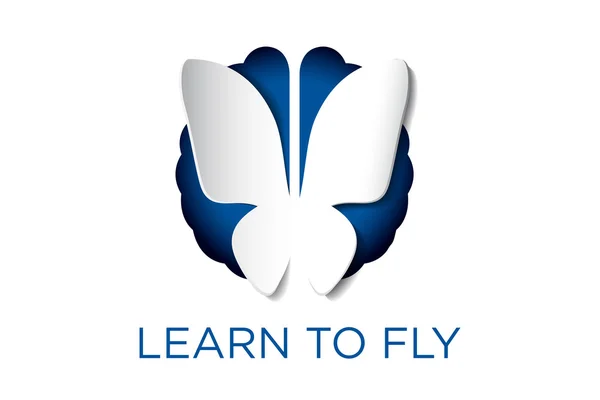 Vektör logo kesme ve kopyalama alanı metin kelebek ve beyin