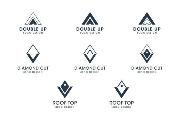 Kopya alanı metni ile üçgen ve elmas şekil vektör iş logoları grubu.