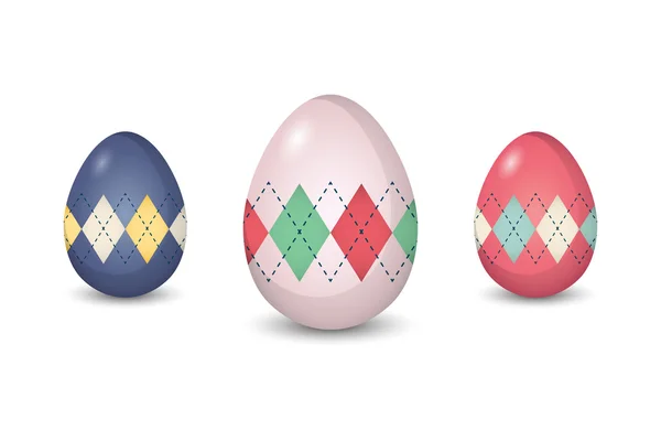 Conjunto de patrón argyle pintado huevos de Pascua — Vector de stock