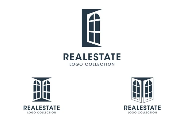 Fransız pencere ve kapılar Emlak Logo vektör seti